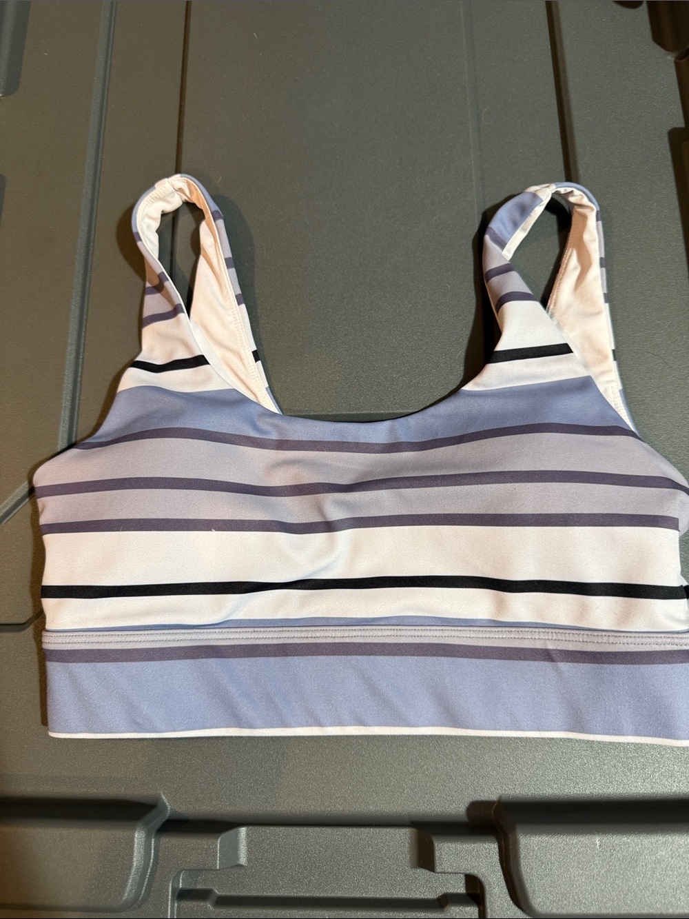 Zyia Striped Lavender & White Supportive Sports Bra